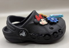 Crocs Iconic Comfort Black Clog Jibbitz Charm Sandal Unisex C6 Baby Shark,Minnie