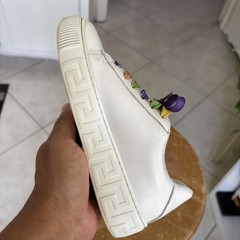 Versace White Greca Rainbow Leather Low-Top Bohemian Kids Size 31-US Size 13