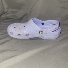 Crocs Classic Glitter Kids Clogs Size 3 Purple Glitter Rubber Slingback