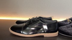 Cozy Cub Teens Black Leather Loafer Flats Slip On Closed Toe Metal Bit Set