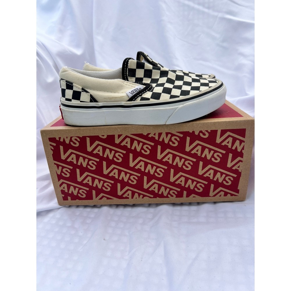 Vans Kids Checkerboard Slip-On Sneakers Black White US 12.0 Kids 721356