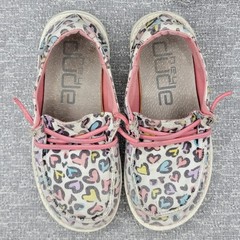 Hey Dude Wendy Youth White Leopard Size K10 Slip On Shoe