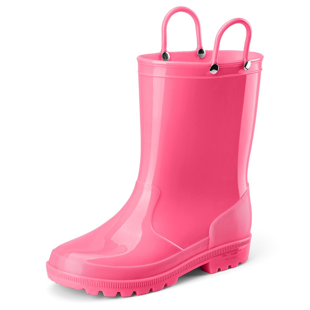 HISEA Kids Waterproof PVC Rain Boots Handles Outdoor Mud Playing Walking Wellies