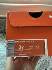 Nike Dunk Low PS Size 3Y College Orange 2006