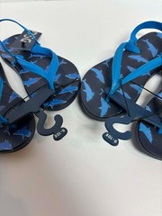 Kids Shark Flip Flops Size 9K/10K Blue Gray Summer Sandals Beach Shoes LOT OF 2