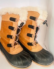 Comfortable Kids Fall Winter Cat & Jack Brown Boots 4Y Faux Fur Good Condition