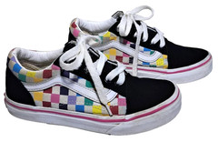Vans Old Skool Rainbow Checkered Kids‘ Skateboard Shoes Size 1.0 Lace Up Outdoor