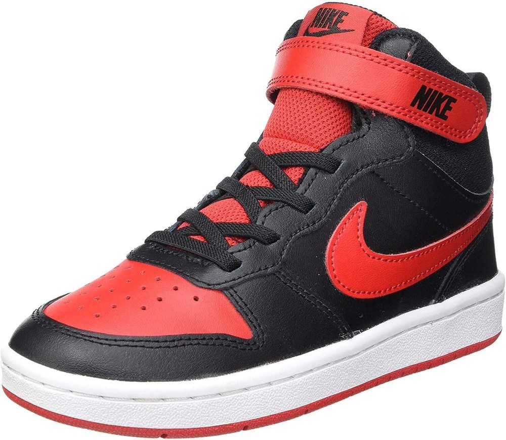 Nike Court Borough Mid 2 (Little Kid) Sneaker, Black/University Red/White, 13 US