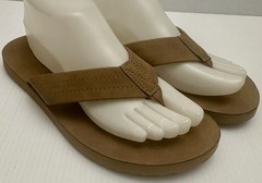 Tan OLD NAVY Leather Flip Flops Thong Sandals ~ Youth 5-6