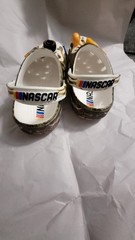 Crocs NASCAR Realtree Clogs White size Camouflage Flames Checkered Flag Size 8