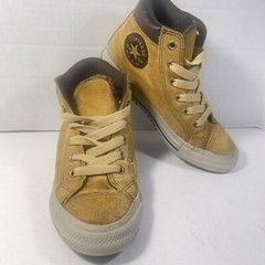 Converse High Top Shoes Kids 2 2Y Suede Leather Chuck Taylor Brown Tan Sneakers