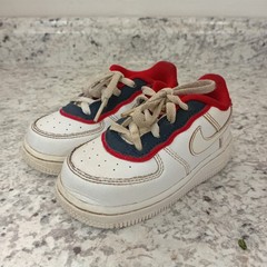 Nike Force 1 White Red Blue Trainers Casual Shoes BV1088-101 Size 7C Toddler