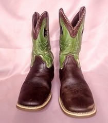 Boys Durango Boots Green Brown Size 5 1/2