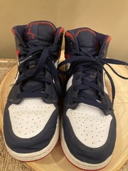 Nike Air Jordan White Navy Blue Red Mid BQ6931-104 Youth 7Y
