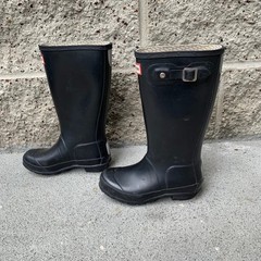 HUNTER Original Rain Boots US 2 EU 32 Big Kids Black High Gum Boot Rubber