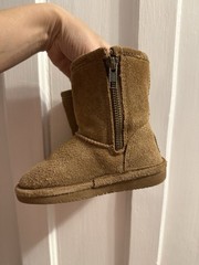 BEARPAW Emma Suede Wool Blend Lined Zip Ankle Bootie – Brown US 7Toddler