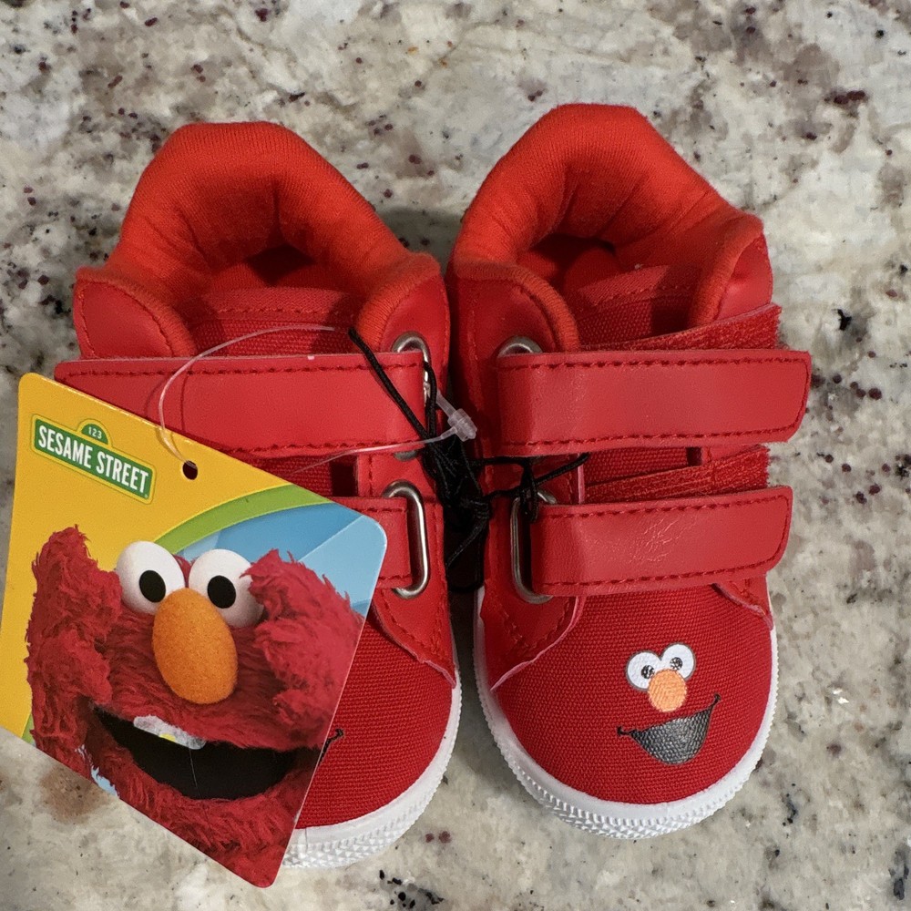 Sesame Street Elmo Red Hook & Loop Canvas Low Top Sneakers Kids US 5