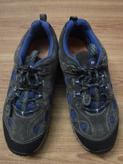 Merrell Non-Marking Sole Gray Leather Upper Blue Mesh Hiking Shoes ~Men’s US 7~