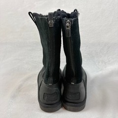 UGG Boots Kids Size 2 Black Good Leather Suede Back Zip Faux Fur 1013287K