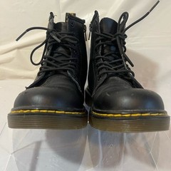 Dr. Martens Junior 1460 Softy T Black Leather Lace-Up Side Zip Boots Kids Size 2
