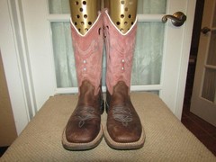 Cody James Inlay BBSC1943 Brown Pull On Square Toe Western Boots Youth Size 5 D