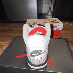 Jordan Air Jordan 3 Retro GS White Red Black Elephant Print Leather 5Y
