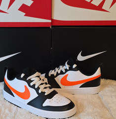 Nike Court Borough Low 2 (GS) White/Orange/Black 4.5Y BQ5448-115