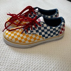 Youth Vans Doheny Checkerboard Red Blue Yellow Canvas Lace Sneakers NEW size 4.5