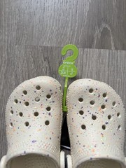 Crocs Classic Glow Paint Splatter Unisex Kids C7 EU 23-24 White Clog