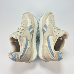 Reebok Harman Run Double Beige Blue Suede Running Shoes Lace Up Youth Size 2