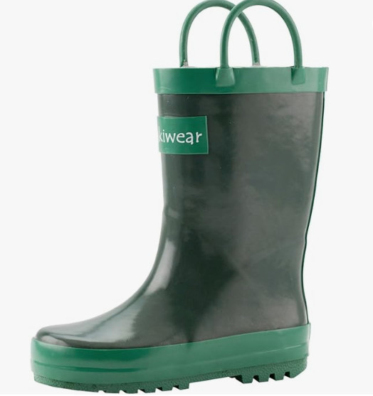 OAKI Kids Waterproof Rubber Rain Boots with Easy-On Handles, Size: 6T