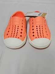 NATIVE Jefferson Popstar Orange Shell White Child Sz C4 Slip-on Shoes EUC W Box