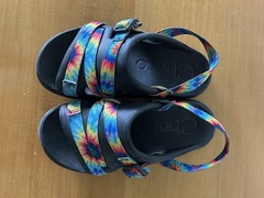 Chaco Chillos Sport Dark Rainbow Tie Dye Big Kids Sandals Sz 4 Ankle Strap Black
