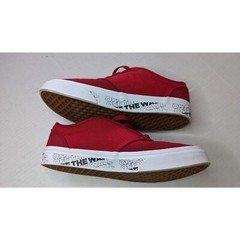 VANS YTH (5-1/2) Red/Burgundy Lace-Up; sidewall graphics OFF THE WALL sneakers.