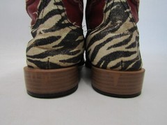 Roper Brand Youth Size 2 M Red Zebra Print Cowboy Western Boots