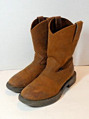 JUSTIN Youth Brown Leather Roper Cowboy Boots-2-2½?