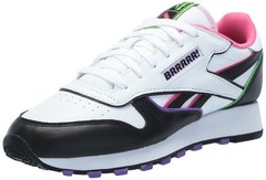 Reebok Unisex Kid’s Classic Leather Sneaker, Black/White/Pink, Big Kid 3.5