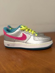Nike Air Force 1 Low GS Metallic Silver Pink Volt 314219-011 Size 4.5Y