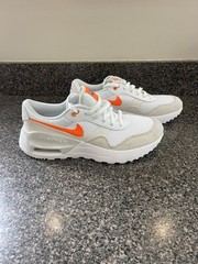 Nike Air Max SYSTM GS Kids Sneakers White Orange Mesh Suede Logo 7Y DQ0284-114