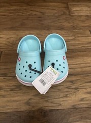 CROCS Kids Crocband II Clogs US Size JI Ice Blue/Candy Pink 11990-4JH NWT