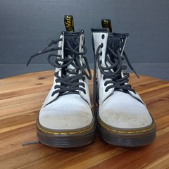 Dr. Martens Zavala J White Side Zip Combat Boots Youth Unisex Size 13