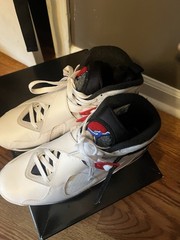 Jordan Air Jordan 8 High Top Leather Sneakers White/Black/Red/Blue US 9.5