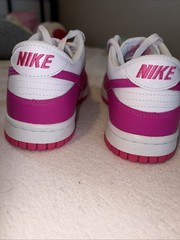 Nike Pink And White Nike Dunk Low Size 4 1/2 Youth
