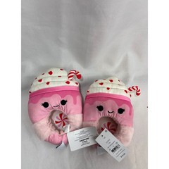 Squishmallows Peppermint Milkshake Pink Plush Slippers Kids Size 11/12 NWT