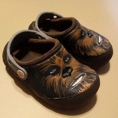 Chewbacca Crocs Star Wars Size 8 C8 Fuzzy Lined Kids youth Lucas Films Slip On