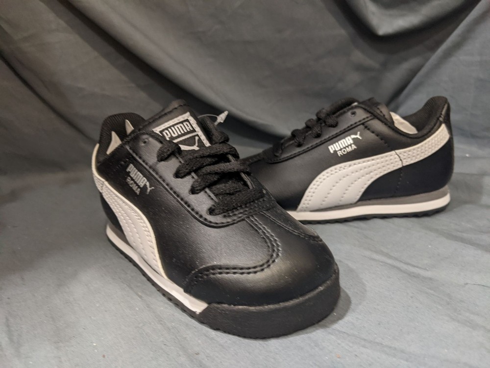Puma Toddlers Roma Basic Inf Sneakers Lace Up Black/white Size 8 NEW IN BOX!