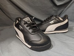 Puma Toddlers Roma Basic Inf Sneakers Lace Up Black/white Size 8 NEW IN BOX!