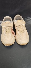 Sports Beige Unisex Kids Low Top Athletic Sneakers Hook & Loop Lace Up Logo
