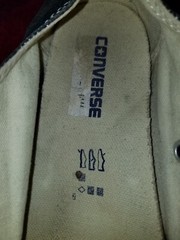 Distress black and white converse size 3 big kids or adults.. in good condition.