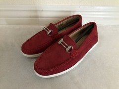 MARC JOSEPH NEW YORK Kid Leather Double Bit Driver Shoe Loafer Red SIZE 11